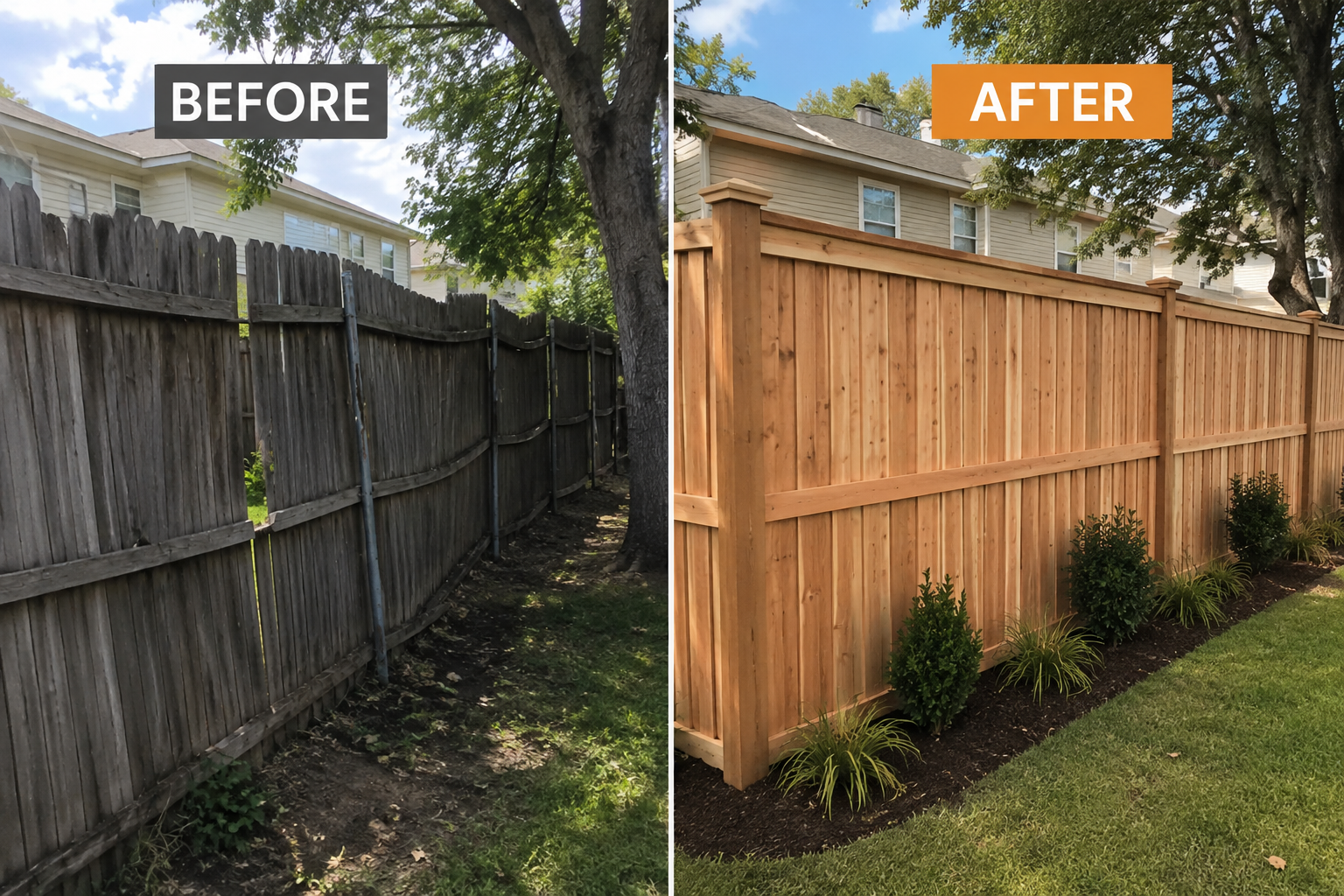 Completed fencing project by B&B Fencing